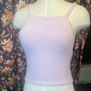 Urban Outfitters Lavender Fuzzy Knit Crop Tank Top